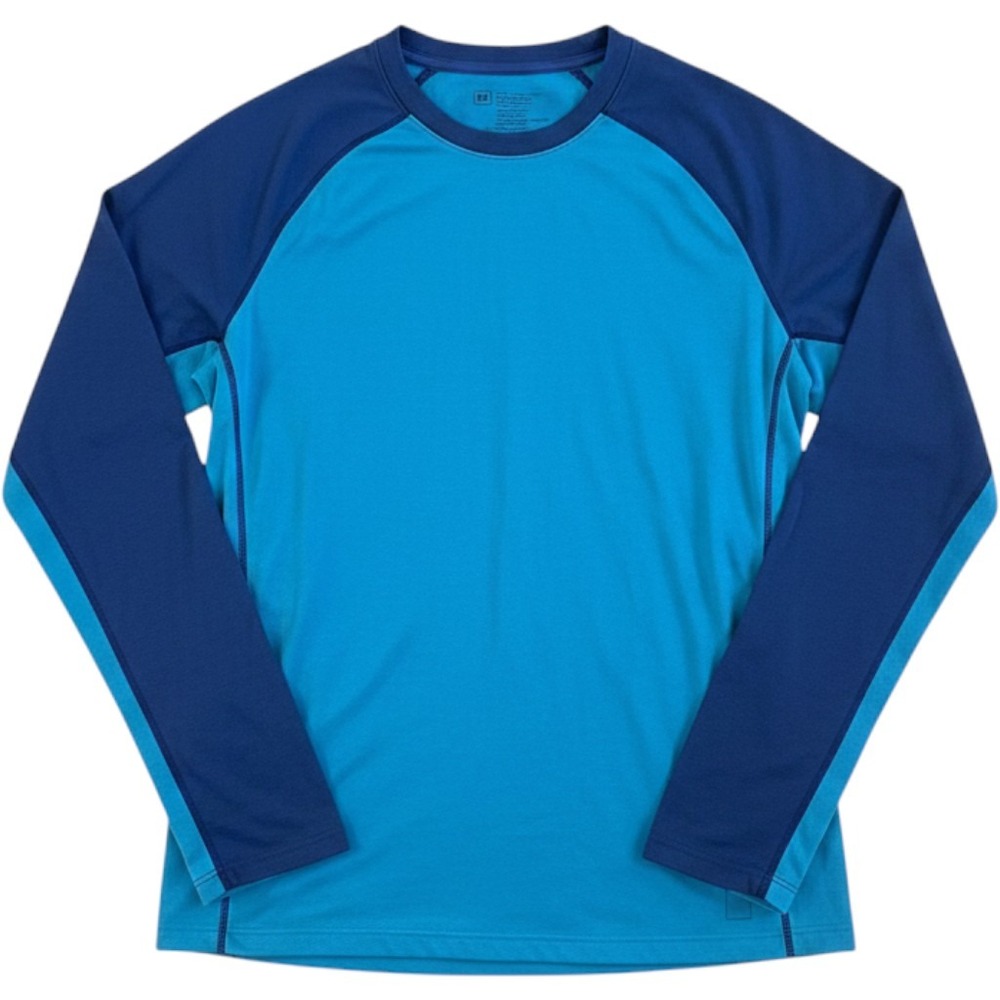 REI Mens Large Blue Colorblock Raglan Long Sleeve Performance Hiking‎ Shirt USA